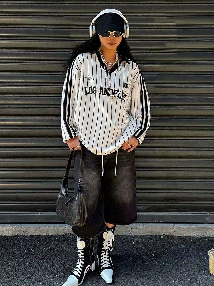Vintage Y2K Striped Polo Long Sleeve Soccer Jersey — dettaglio
