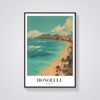 Waikiki Honolulu Vintage Poster — vista frontale