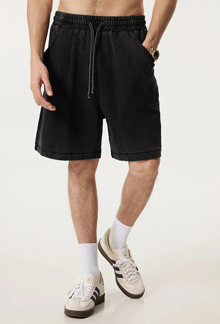 Washed Distressed Cotton Y2K Shorts — vista frontale