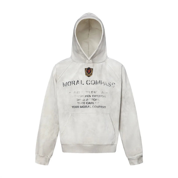Washed Y2K Distressed Graphic Print Hoodie — vista frontale