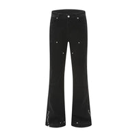 Washed Y2K Double Knee Denim Flared Carpenter Jeans — vista posteriore