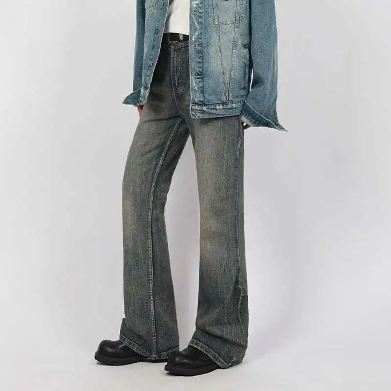 Washed Y2K Mens Slight Flare Denim Jeans — dettaglio della stampa