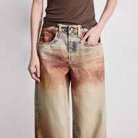 Wasteland Style Y2K Mid Waist Baggy Printed Jeans — dettaglio