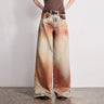 Wasteland Style Y2K Mid Waist Baggy Printed Jeans