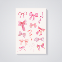 Watercolor Pink Bows Poster — vista posteriore