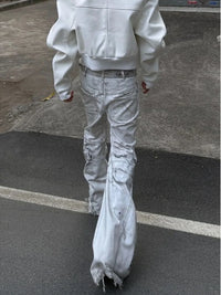 White Y2K Street Style Tie Dye Flared Jeans — in alternativa