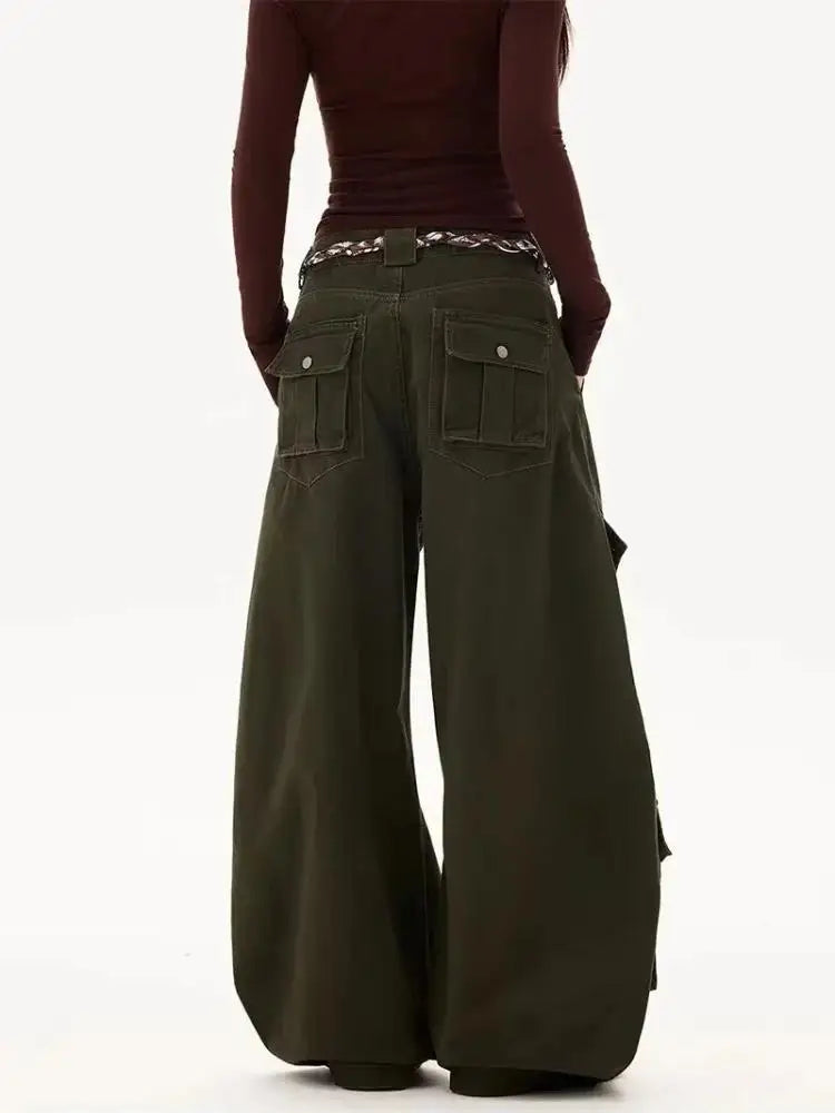 Wide Leg Y2K Baggy Womens Multi Pocket Cargo Jeans — dettaglio della stampa