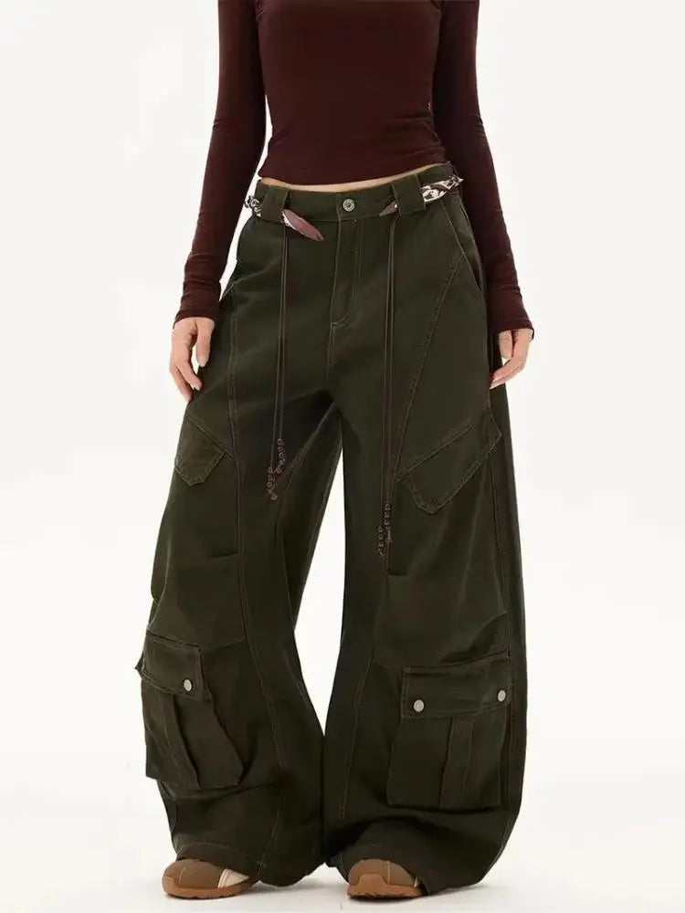 Wide Leg Y2K Baggy Womens Multi Pocket Cargo Jeans — in alternativa