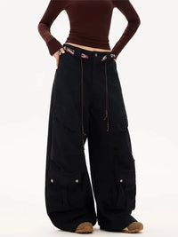 Wide Leg Y2K Baggy Womens Multi Pocket Cargo Jeans — vista laterale