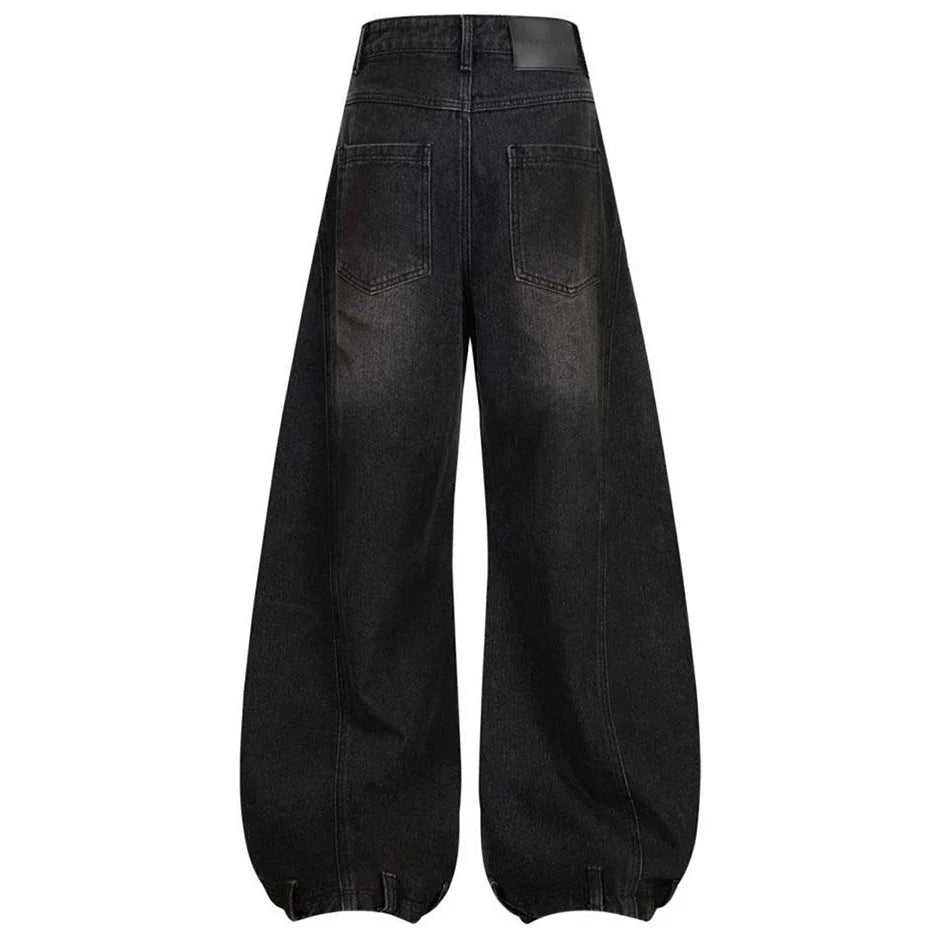 Wide Leg Y2K Distressed Denim Barrel Jeans — dettaglio della stampa