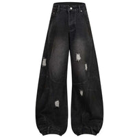 Wide Leg Y2K Distressed Denim Barrel Jeans — vista posteriore