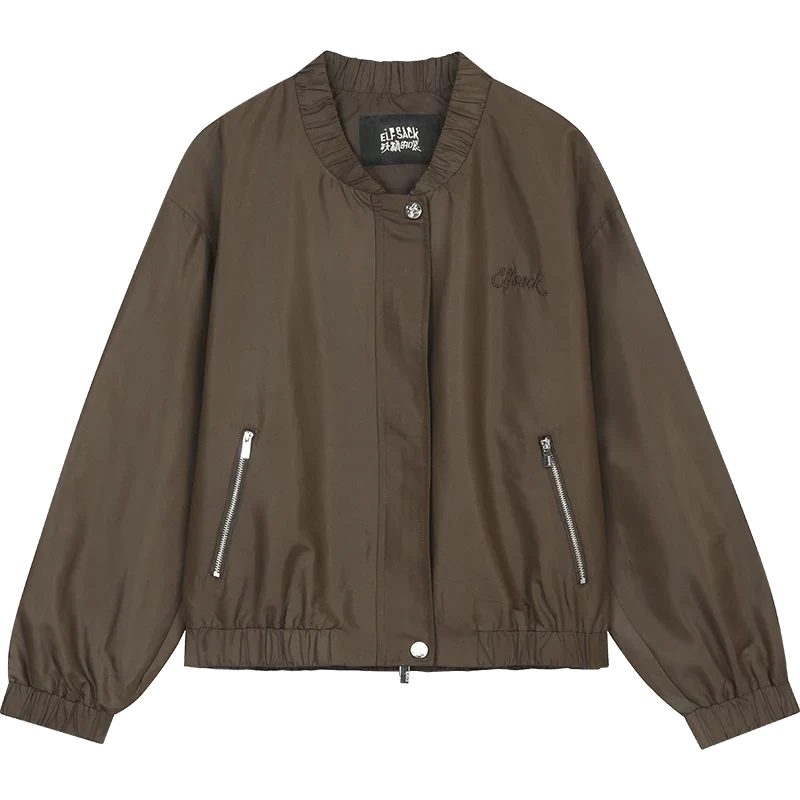 Windbreaker Y2K Minimalist Block Baseball Bomber Jacket — dettaglio