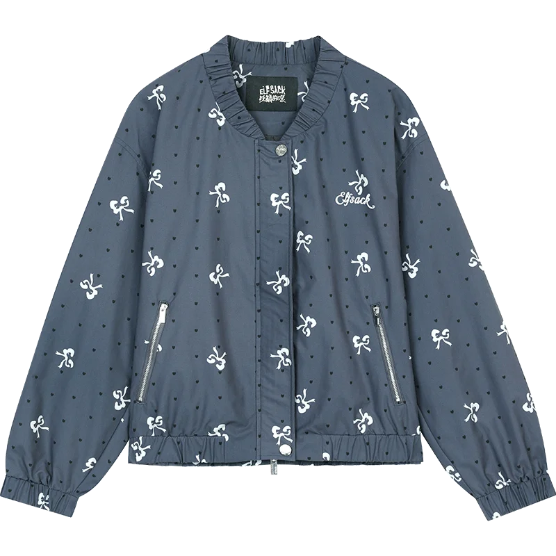 Windbreaker Y2K Minimalist Block Baseball Bomber Jacket — dettaglio della stampa