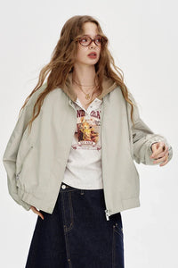 Windbreaker Y2K Minimalist Block Baseball Bomber Jacket — vista frontale