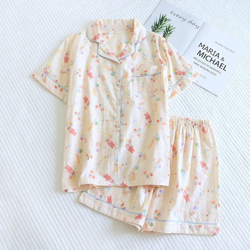 Women Y2K Cotton Pyjama Set — vista frontale