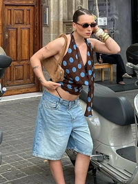 Womens Polka Dot Vest Y2K Halter Top — in alternativa