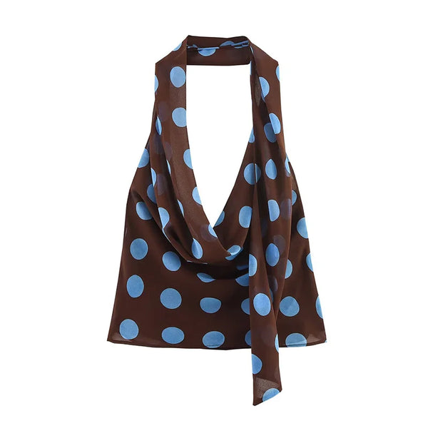 Womens Polka Dot Vest Y2K Halter Top — vista frontale