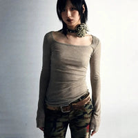 Womens Spinal Print Y2K Bell Long Sleeve Top — vista posteriore