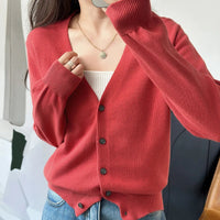 Womens V Neck Y2K Button Up Cardigan — vista posteriore