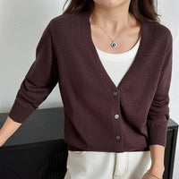 Womens V Neck Y2K Button Up Cardigan — vista laterale