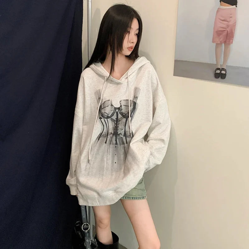 Womens Y2K Baggy My Dress Grey Hoodie — vista posteriore