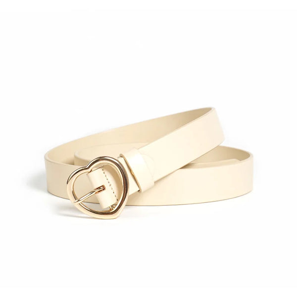 Womens Y2K Heart Buckle Leather Belt