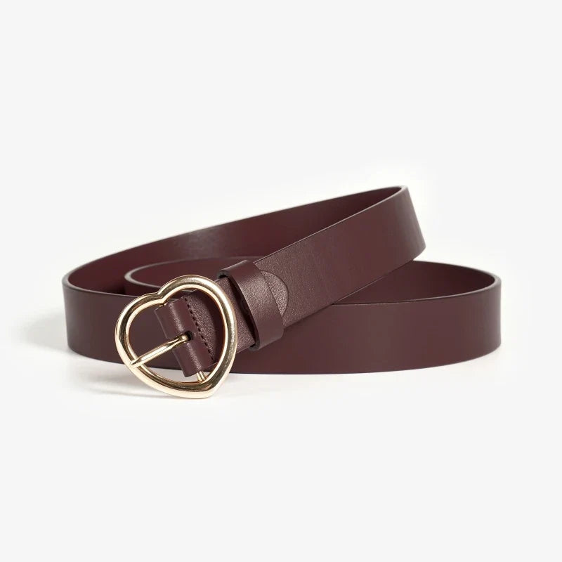 Womens Y2K Heart Buckle Leather Belt — dettaglio