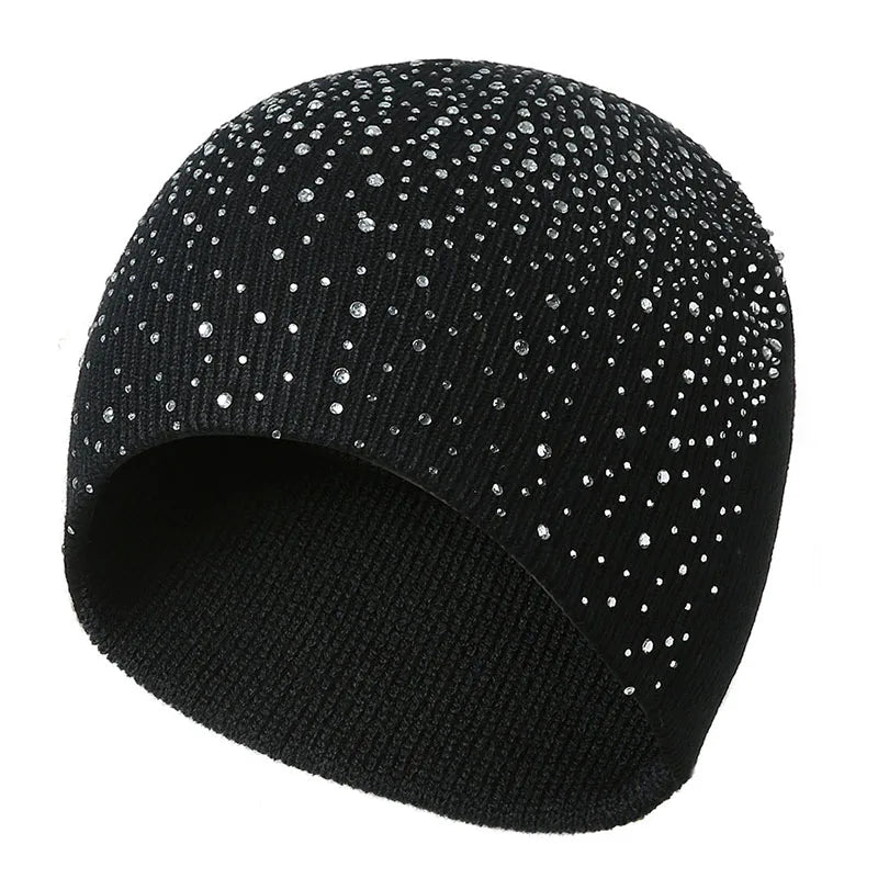 Womens Y2K Rhinestone Beanie — vista laterale