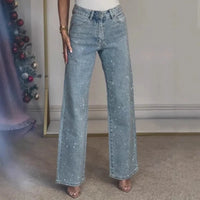 Womens Y2K Rhinestone Straight Jeans — dettaglio della stampa