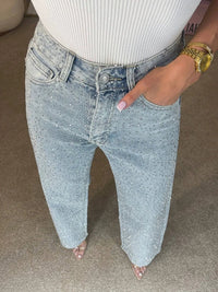 Womens Y2K Rhinestone Straight Jeans — in alternativa