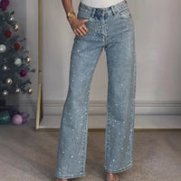 Womens Y2K Rhinestone Straight Jeans — dettaglio