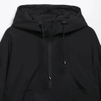 Womens Y2K Solid Hooded Pullover Waterproof Jacket Coat — vista laterale