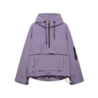 Womens Y2K Solid Hooded Pullover Waterproof Jacket Coat — dettaglio