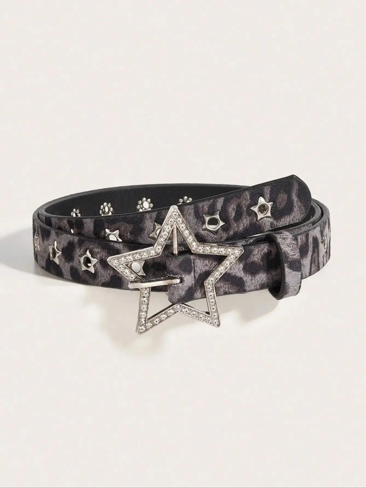 Womens Y2K Star Studded Faux Diamond Belt — vista frontale