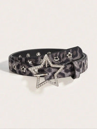 Womens Y2K Star Studded Faux Diamond Belt — vista frontale