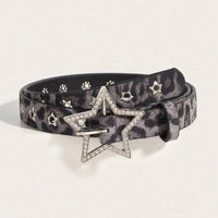 Womens Y2K Star Studded Faux Diamond Belt — vista posteriore
