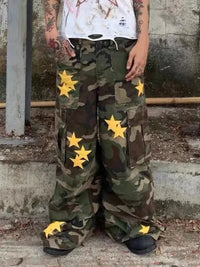 Womens Y2K Tomboy Vintage Baggy Camouflage Cargo Jeans — dettaglio