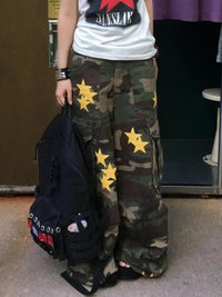 Womens Y2K Tomboy Vintage Baggy Camouflage Cargo Jeans — dettaglio della stampa
