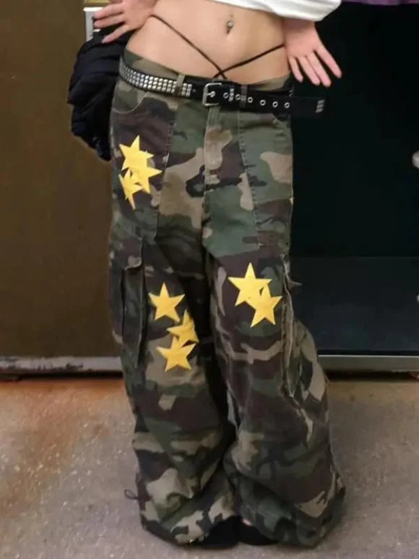 Womens Y2K Tomboy Vintage Baggy Camouflage Cargo Jeans — in alternativa