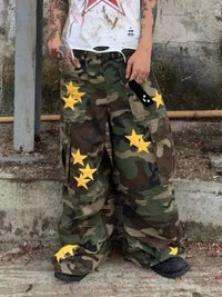 Womens Y2K Tomboy Vintage Baggy Camouflage Cargo Jeans — vista posteriore
