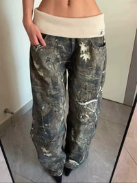 Y2 Retro Camouflage Low Rise Bootcut Jeans — vista laterale