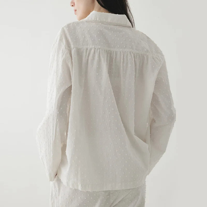 100% Cotton Jacquard White Two Piece Set Pyjamas — in alternativa