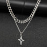 Y2K 2 Piece Layered Star And Cuban Necklace Chain