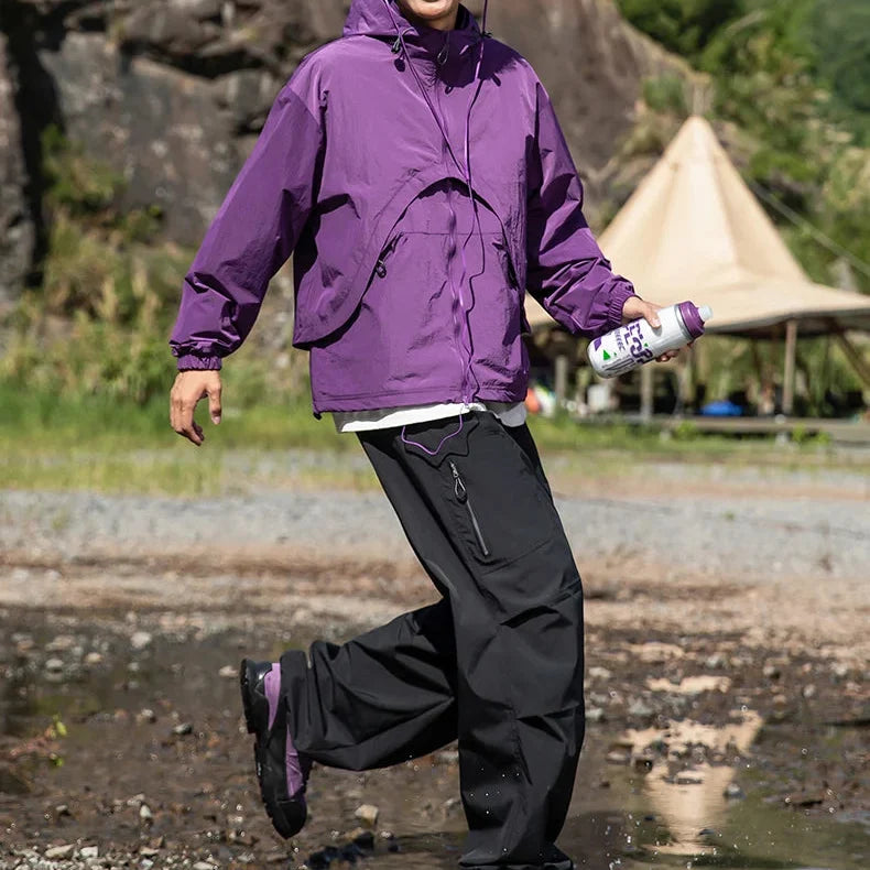 2 in 1 Waterproof Windbreaker Jacket Coat — dettaglio del tessuto