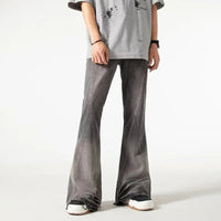 2000S Vintage Grey Baggy Flared Jeans — vista frontale