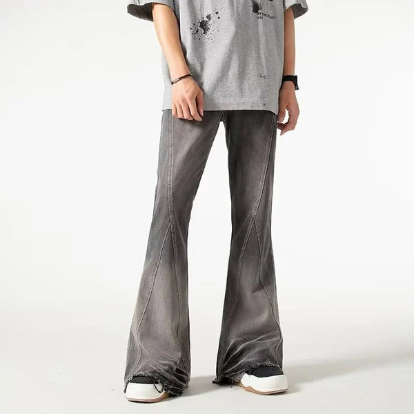 2000S Vintage Grey Baggy Flared Jeans — vista frontale