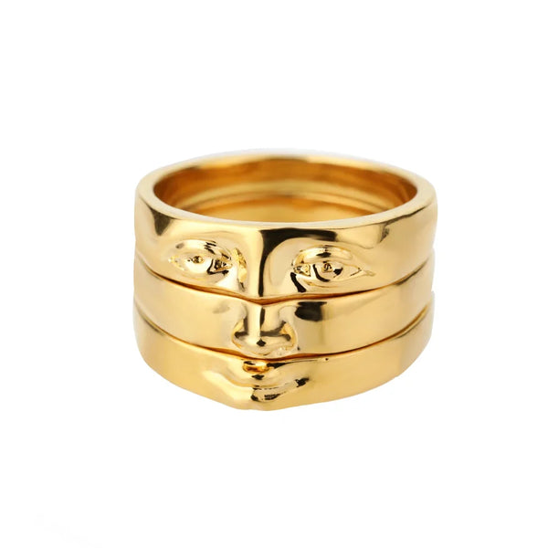 3 Piece Set Vintage Aesthetic Portrait Ring — vista frontale