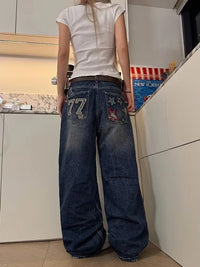 77 Star Patchwork Embroidered Baggy Jeans — dettaglio della stampa