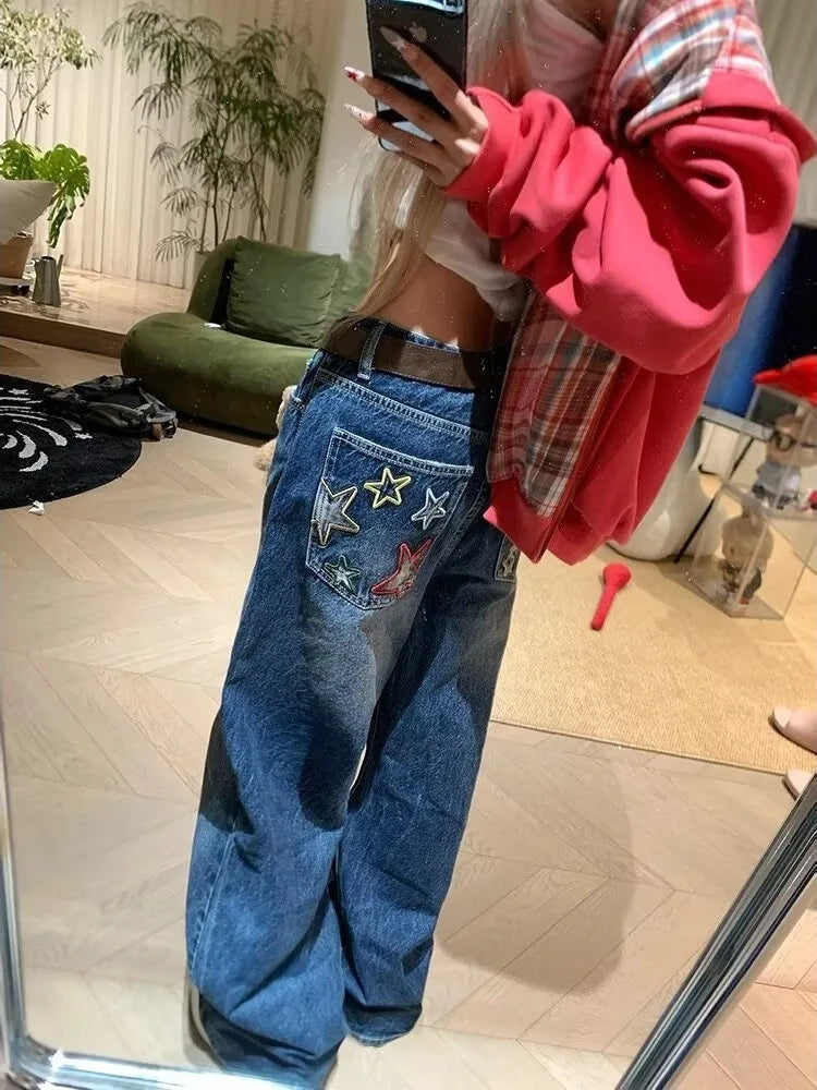 77 Star Patchwork Embroidered Baggy Jeans — in alternativa