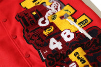 88 Champs Red Embroidered Varsity Jacket — vista posteriore